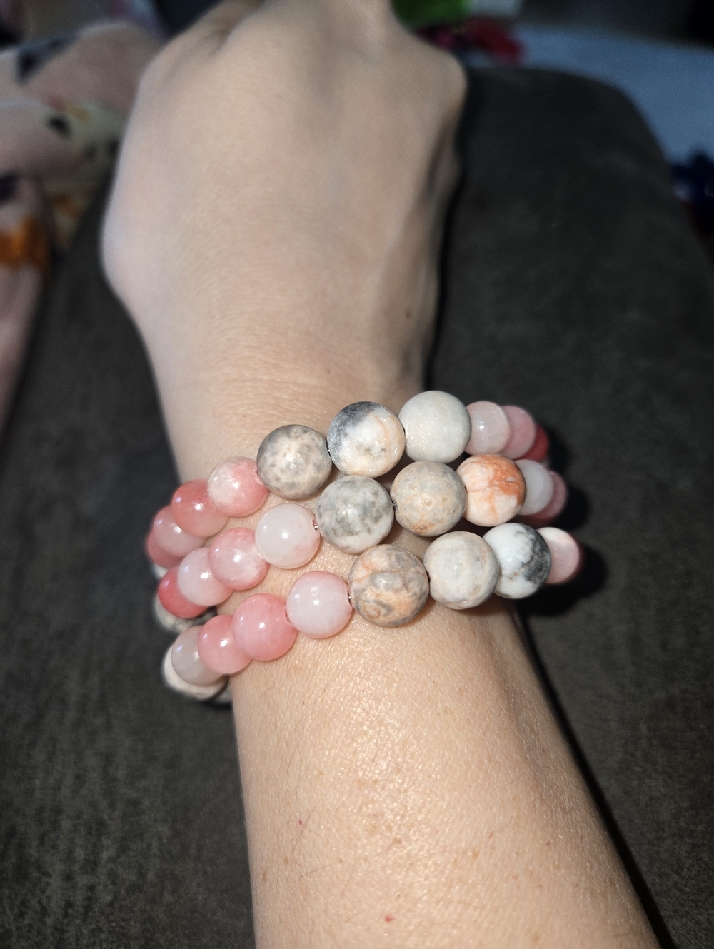 Boho Gemstone Bracelet • Handmade Memory Wire Wrap • Natural Stone Beads 270
